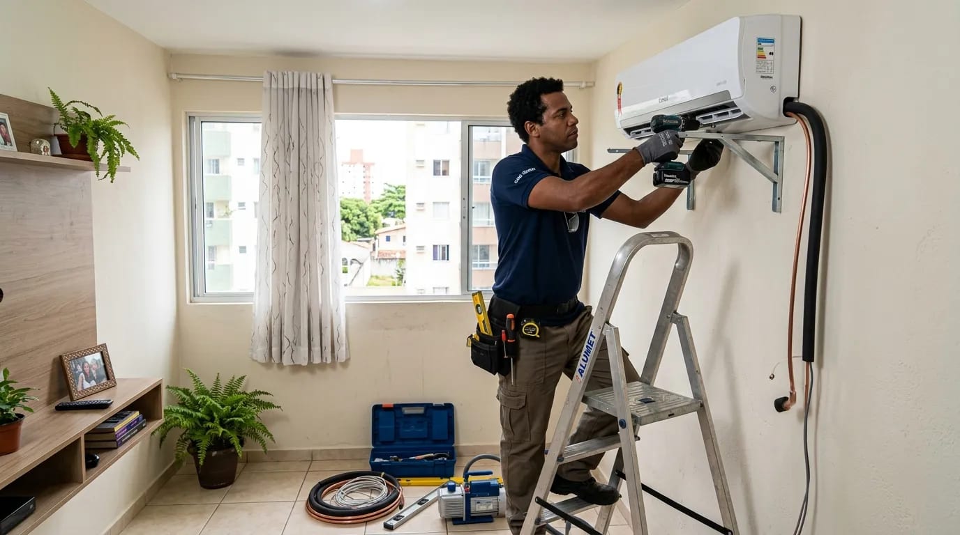 Instalação de ar-condicionado split em Itajaí‑SC