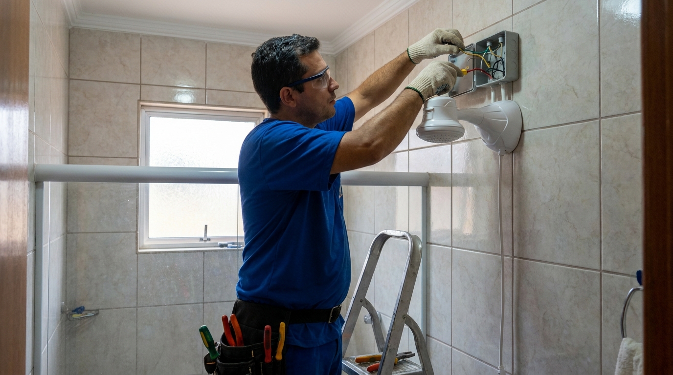 Instalacao de chuveiro eletrico profissional em Itajaí‑SC