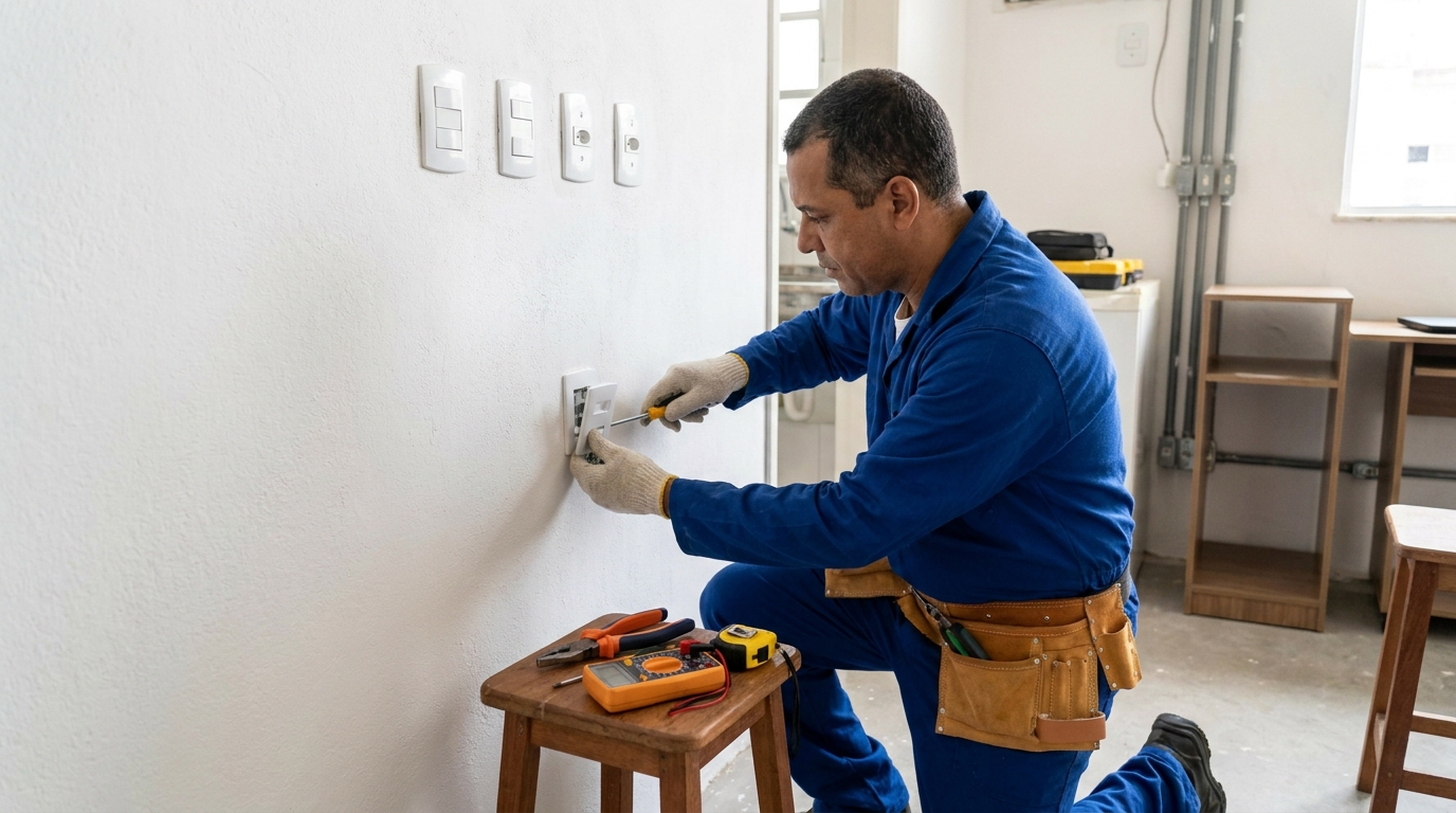 Instalacao de tomada e interruptor profissional em Itajaí‑SC