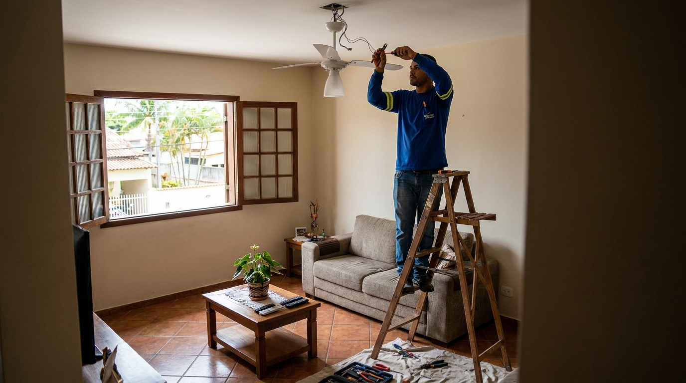 Instalacao de ventilador de teto profissional em Itajaí‑SC